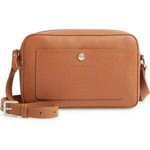 Longchamp Le Foulonne Leather Camera Crossbody Bag Caramel Brown